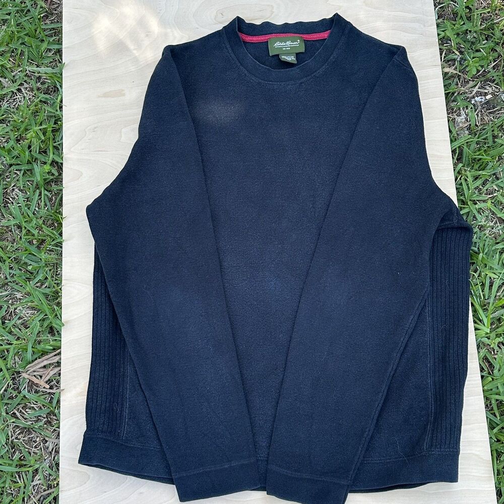 Eddie Bauer Sweater Mens XL Blue Cotton Long Sleeve Pullover Crew Neck
